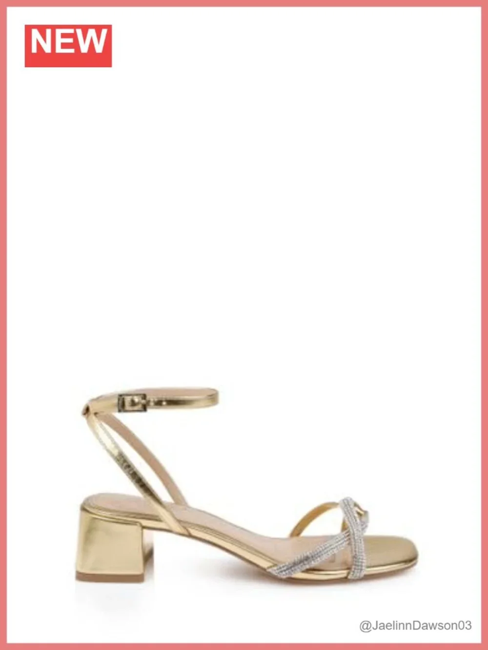 Low Block Heel Sandals with Ankle Strap - Satin Heels